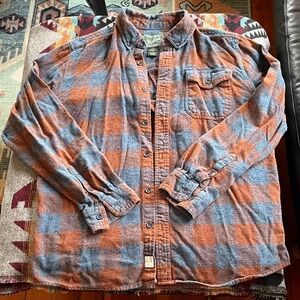 Woolrich Blue and Rust Plaid Flannel Button Down Shirt -sz L